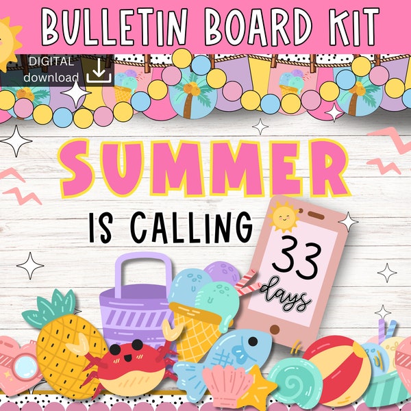 summer countdown Bulletin Board | end of year bulletin board | seaside bulletin board | vacation bulletin board kit |