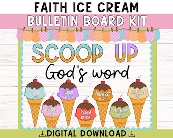 Faith Ice Cream Bulletin Board Kit: Scripture Classroom Decor (Digital Download)
