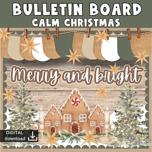 Modern Christmas Classroom Decor Printable | Boho Bulletin Board Decor | Christmas tree Bulletin Board | Cozy Classroom decor