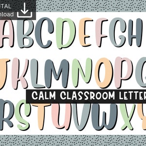 Kit de tablón de anuncios del alfabeto / Decoración de letras de boletín tranquilo / Colores apagados Decoración del aula / Carta de descarga digital / Aula de primaria