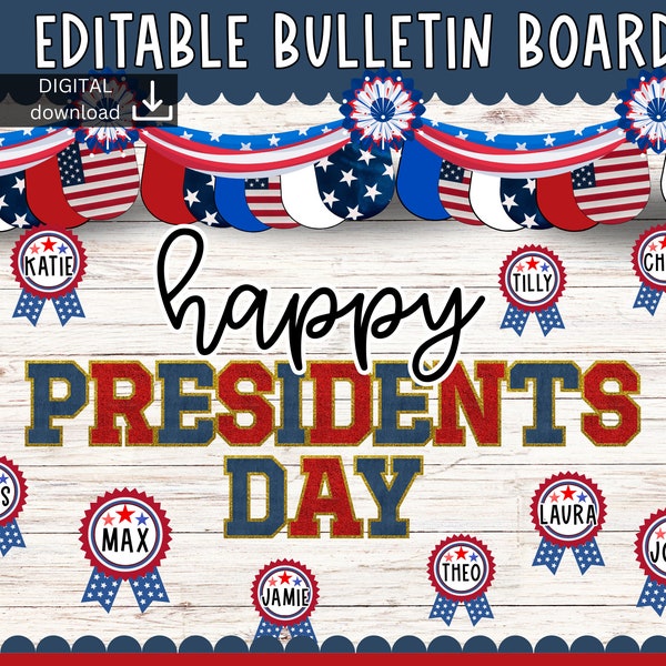 presidents day bulletin board | America Bulletin Board | February bulletin board | presidents day decor | flag bulletin board kit |