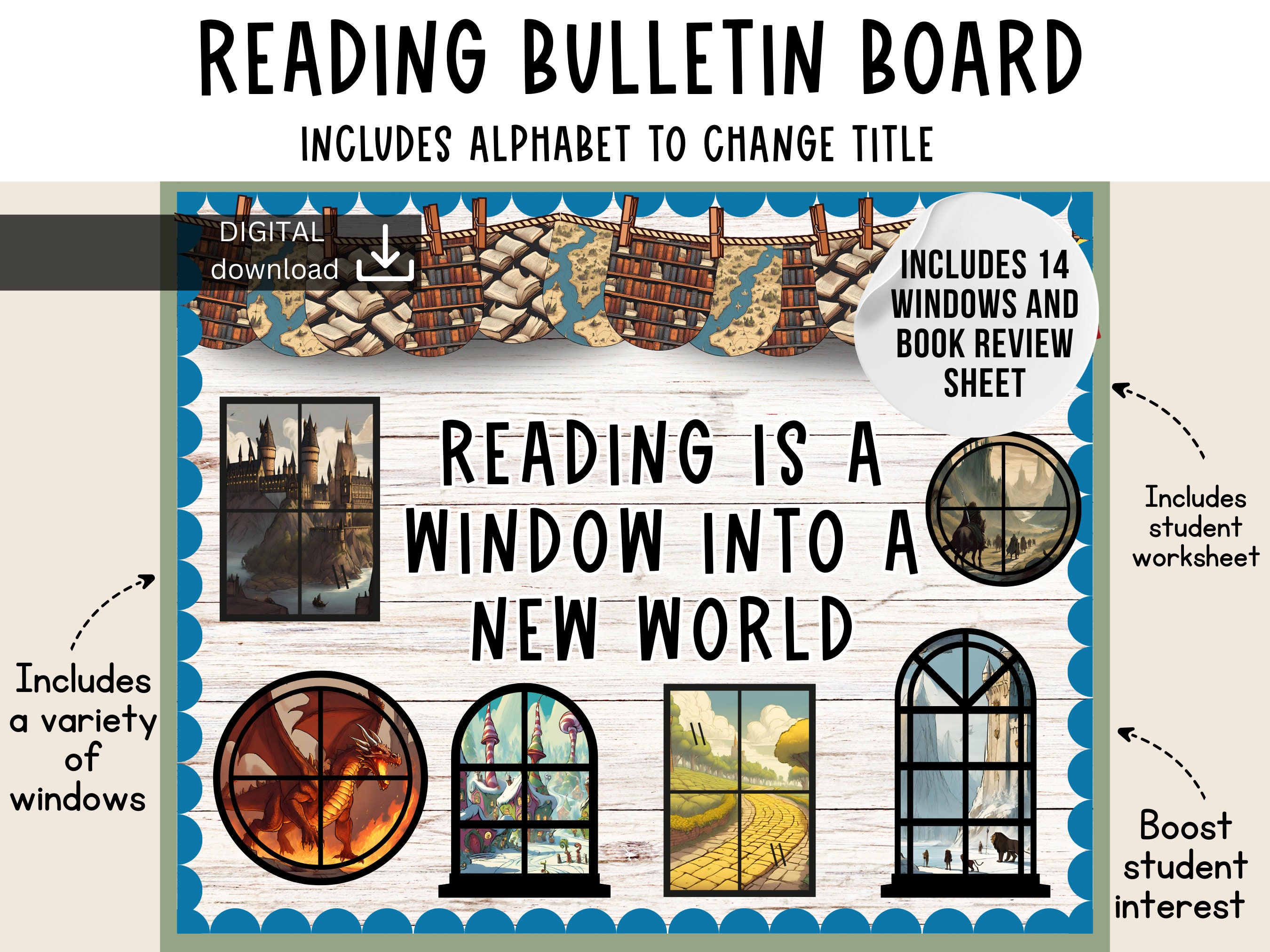 reading bulletin board | reading corner display | wizard Bulletin Board | owl display board | library bulletin board | reading corner