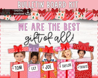 Christmas Bulletin Board | Holiday classroom Decor | christmas gift Bulletin Board | christmas door Classroom | pastel Christmas present