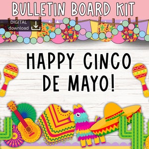 Tablón de anuncios del Cinco de mayo / Tablón de anuncios de mayo / Tablón de anuncios de Fiesta / kit de tablón de anuncios del día de muertos / kit de boletín de siesta