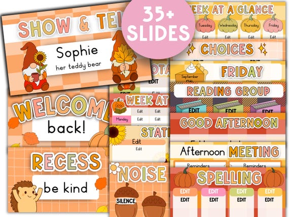 Fall Daily Slides: Editable PowerPoint Templates for Teachers (Digital Download)