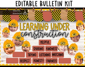 new year bulletin board | children’s faces classroom Decor | january Bulletin Board | 2024 classroom display | construction bulletin |