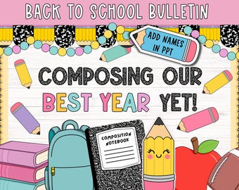 Composition notebook bulletin board | back to school bulletin board | new year Bulletin Board |  welcome back bulletin | august decor