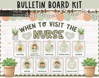 Nurse bulletin board | When to visit the Nurse posters | School Nurse Door  | Nurse Office Decor | calm nurse decor | botanicals nurse
