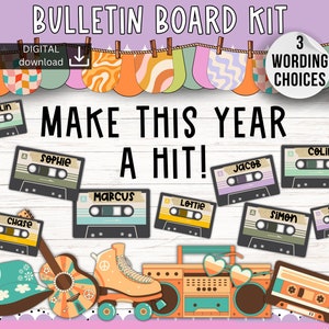 Welcome back bulletin board | Music Retro bulletin board | new year Bulletin Board | groovy classroom display | cool funky Bulletin kit