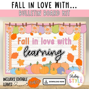 Pastel Fall Bulletin Board | Cute Autumn bulletin board | pumpkin bulletin board | editable bulletin board kit |