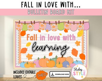 Pastel Fall Bulletin Board | Cute Autumn bulletin board | pumpkin bulletin board | editable bulletin board kit |