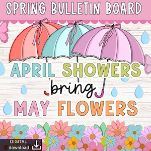 Spring Bulletin Board | april showers bulletin | coquette classroom decor | easy bulletin board kit | garden flower bulletin board | May
