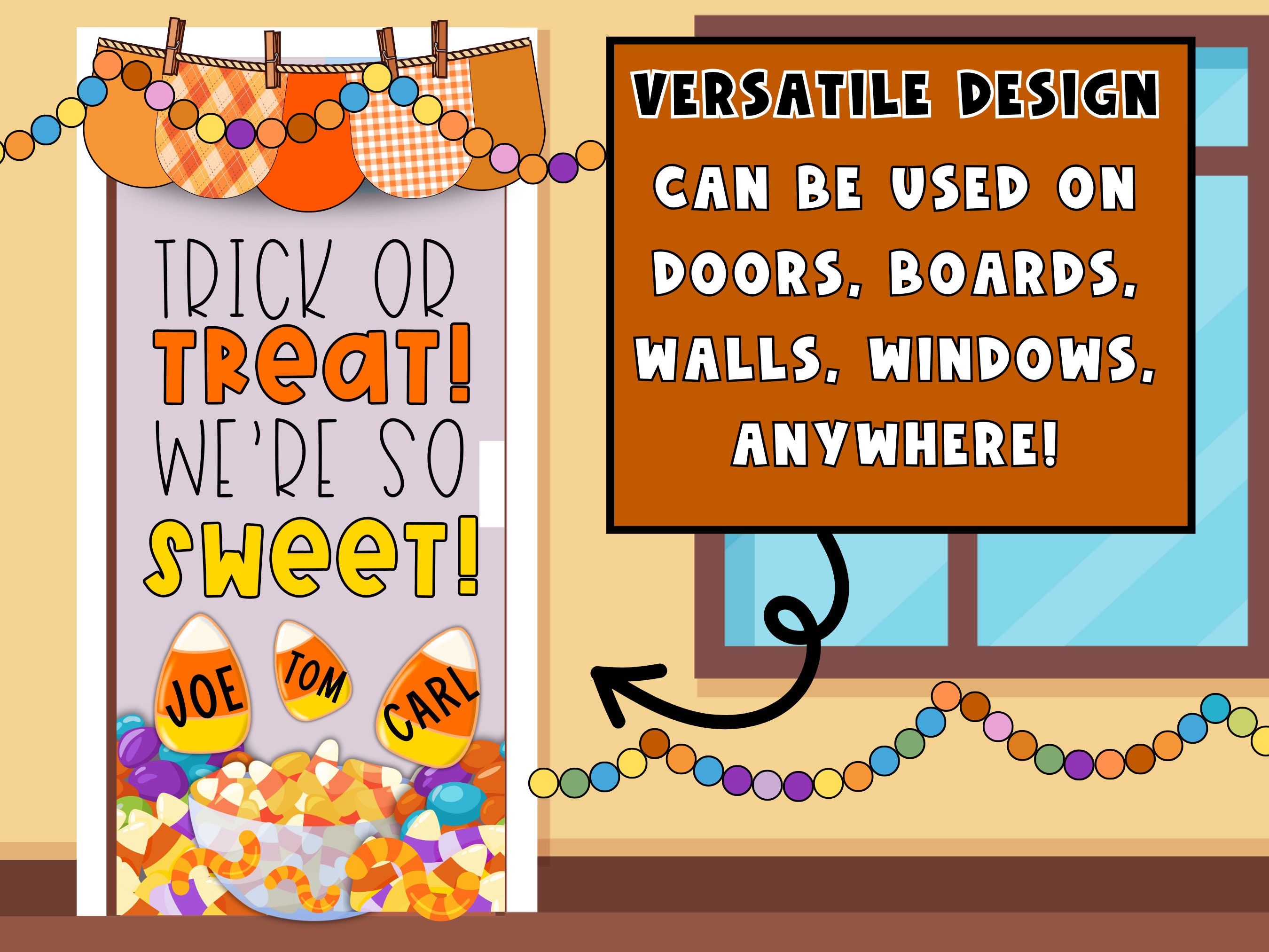 Halloween Bulletin Board Kit | Trick or Treat Bulletin Board | Autumn ...