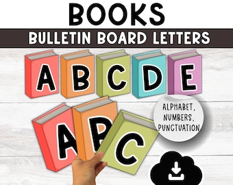 Library Bulletin Board Letters, Colorful book bulletin Lettering, reading Classroom Decorator, Printable literacy rainbow bright letters