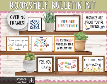 Motivational bulletin board | positive bulletin board | quotes door decor idea | shelves bulletin board | inspiration classroom decor