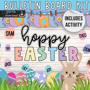 Easter bulletin board | April Bulletin Board | Easter Eggs bulletin board | easy door decor | bunny clasroom decor