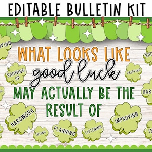 St Patrick’s day Bulletin Board | shamrock bulletin board | editable bulletin board | march bulletin board kit | pastel bulletin board |