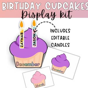 Cupcake Classroom Birthday Display Pack | Birthday Bulletin Board | Classroom Decor Printable | Classroom Decor Bundle |
