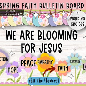 Spring Faith Bulletin Board | Catholic March Bulletin board | Jesus Flowers classroom | church decoration | Spring God decor