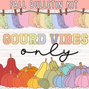 Kit bacheca zucca / bacheca autunnale / arredamento colorato dell'aula / arredamento felice pastello / kit bollettini del Ringraziamento / macchie arcobaleno