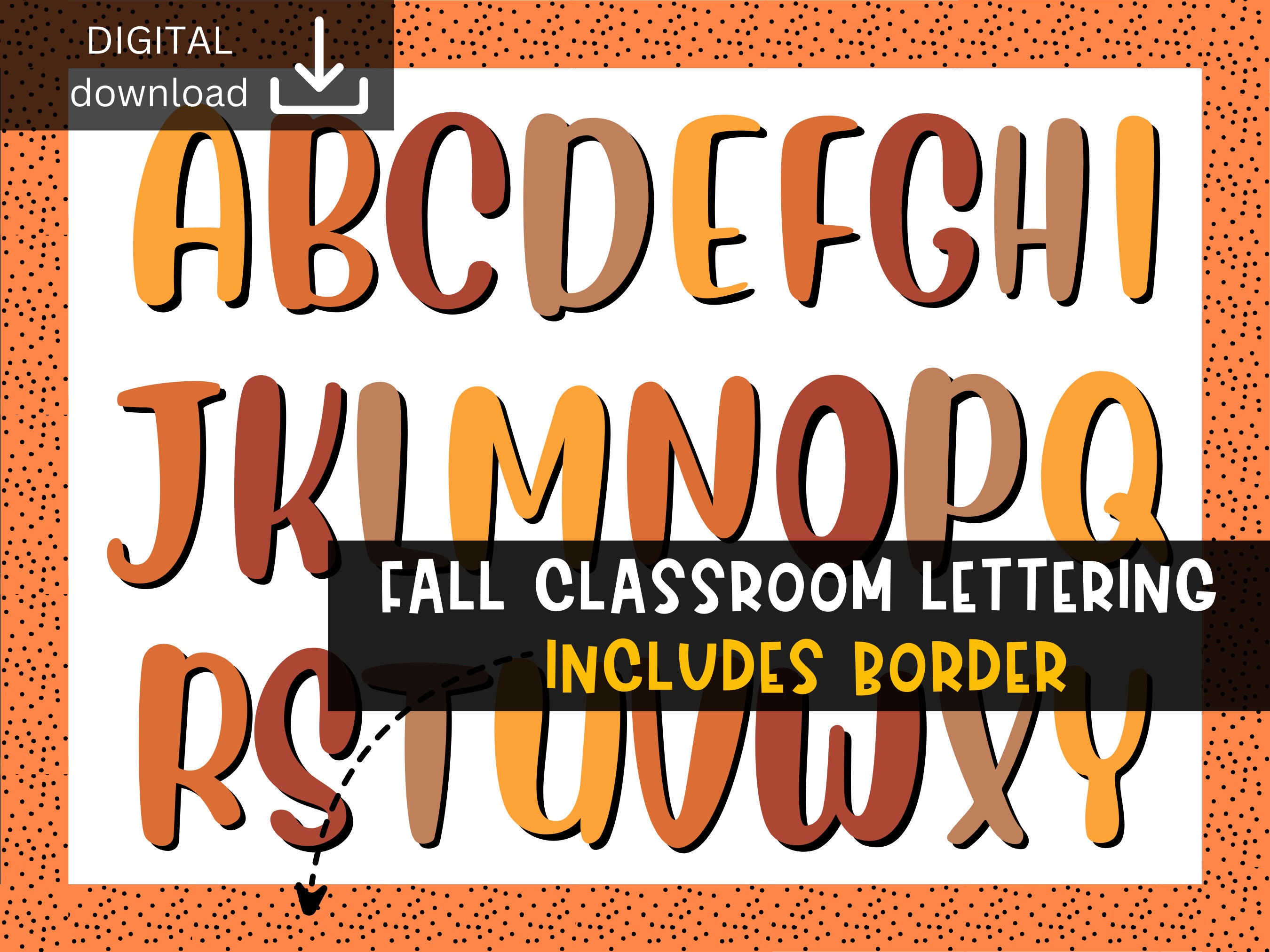 Alphabet Bulletin Board | Fall Lettering Decor | Digital Download Letters | Fall Bulletin Board Kit | ready made display