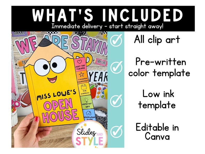 Pencil Meet the Teacher Editable | Open House Booklet | Back to school letter | Parent communication | meet the teacher letter edit in canva image 2
