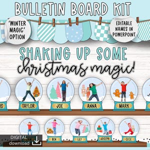 prikbord sneeuwbol | Prikborddecoratie kerst | Leuk kerstprikbord | kindergezichten weergeven | winterafdrukbaar