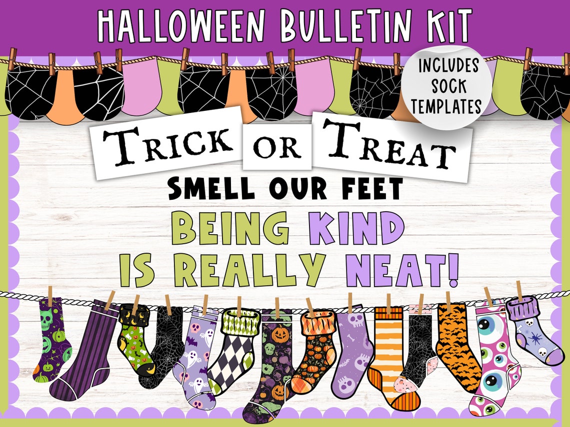 Halloween Bulletin Board Kit | Trick or Treat Bulletin Board | Spooky ...