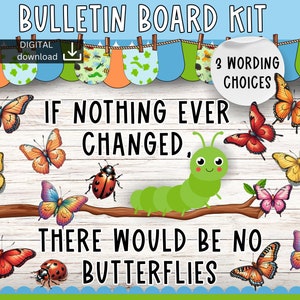 Spring bulletin board | April classroom door decor | changes bulletin board kit | butterfly bulletin board | positive mindset bulletin
