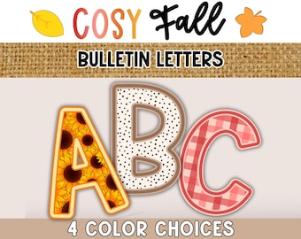 Zestaw przytulnej jesiennej tablicy ogłoszeń z alfabetem: dekoracja do klasy na jesień (pobierz plik PDF z literami od A do Z)