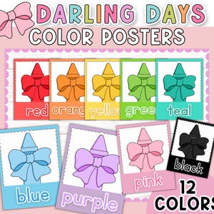 Cartazes coloridos para sala de aula | Carta de cores para escolas | Decoração de sala de aula charmosa | Decoração fofa para sala de aula | Cartaz com as cores do arco-íris | Decoração de arte