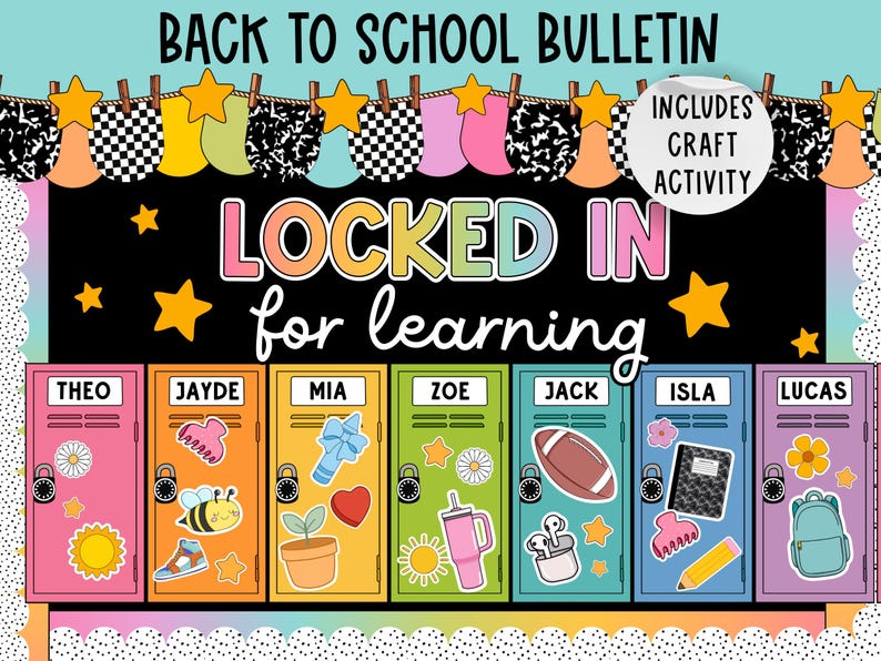 back to school printable craft | Welcome back bulletin board | back to school bulletin board | new year Bulletin Board | lockers printable image 1