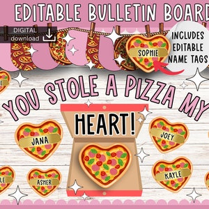 valentine bulletin board | pastel bulletin board | february display board | pizza display kit | cute classroom decor | editable bulletin |
