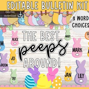 peeps Bulletin Board | easter bulletin board | March bulletin board | seasonal bulletin board kit | Bunny door decor | easter classroom kit