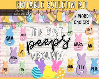 peeps Bulletin Board | easter bulletin board | March bulletin board | seasonal bulletin board kit | Bunny door decor | easter classroom kit