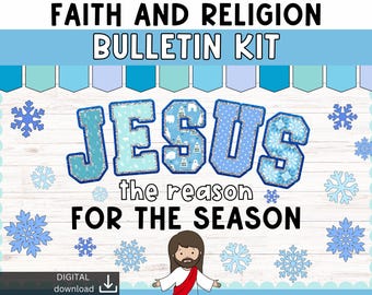 Jesus Christmas Bulletin Board Kit | Christian Bulletin kit | Nativity Printable Decor | Reason for the season | Holy Bulletin |