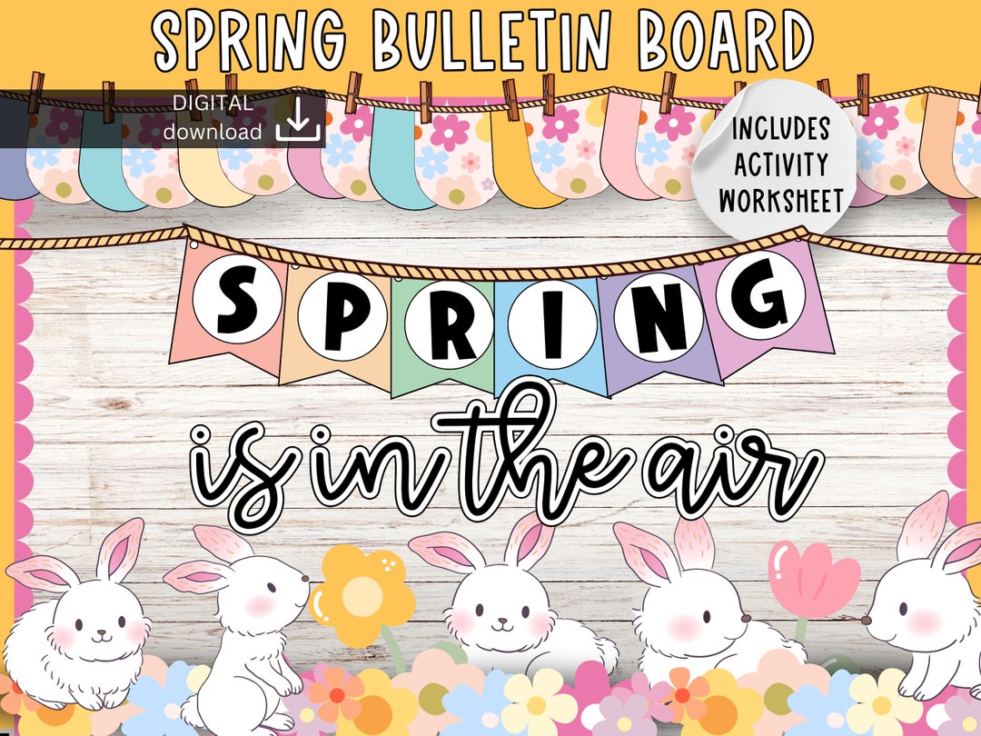 Spring Bulletin Board | Bunny Door Decoration | Pastel Classroom Decor ...