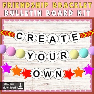 Paquete de decoración para el aula inspirada en Swiftie / Aula inspirada en Swift / Tablón de anuncios con pulsera de la amistad / Decoración editable para el aula