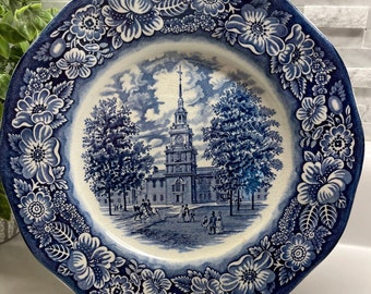 Liberty Blue Plate Independence Hall Staffordshire Ironstone - Etsy