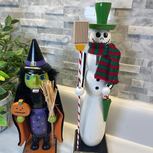 Halloween Nutcrackers set of 2;  Nighmare Before Christmas- Jack Skellington and Whimsical Witch