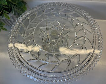 Vintage Mikasa Crystal Cake Stand: Star of David Laurel Leaf, West Germany Wedding Cake Stand