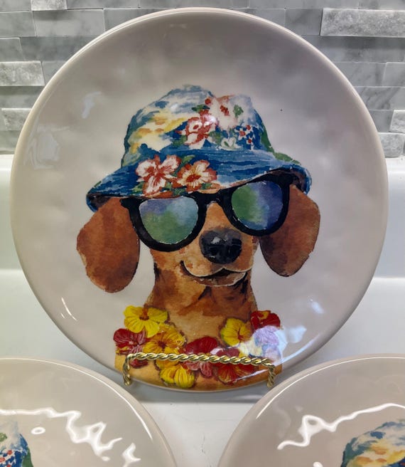 Pier Imports Dolomite Summer Dogs Dessert or Salad Plates