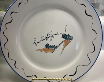 Vintage Rosanna Studio Colorful High Heel Shoe 8” Dessert or Appetizer Plates Set Of 6