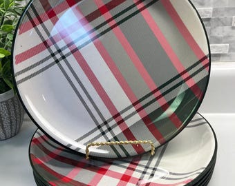 Hearth & Hand Magnolia, Discontinued Christmas Plaid Bamboo Melamine 10.5” Dinner Plates set of 6 -