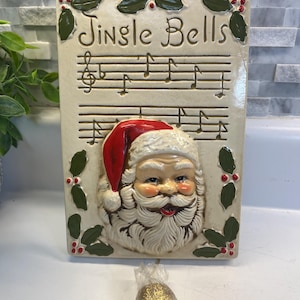 Mid-Century Japan Berman & Anderson Santa Jingle Bells music box wall decor
