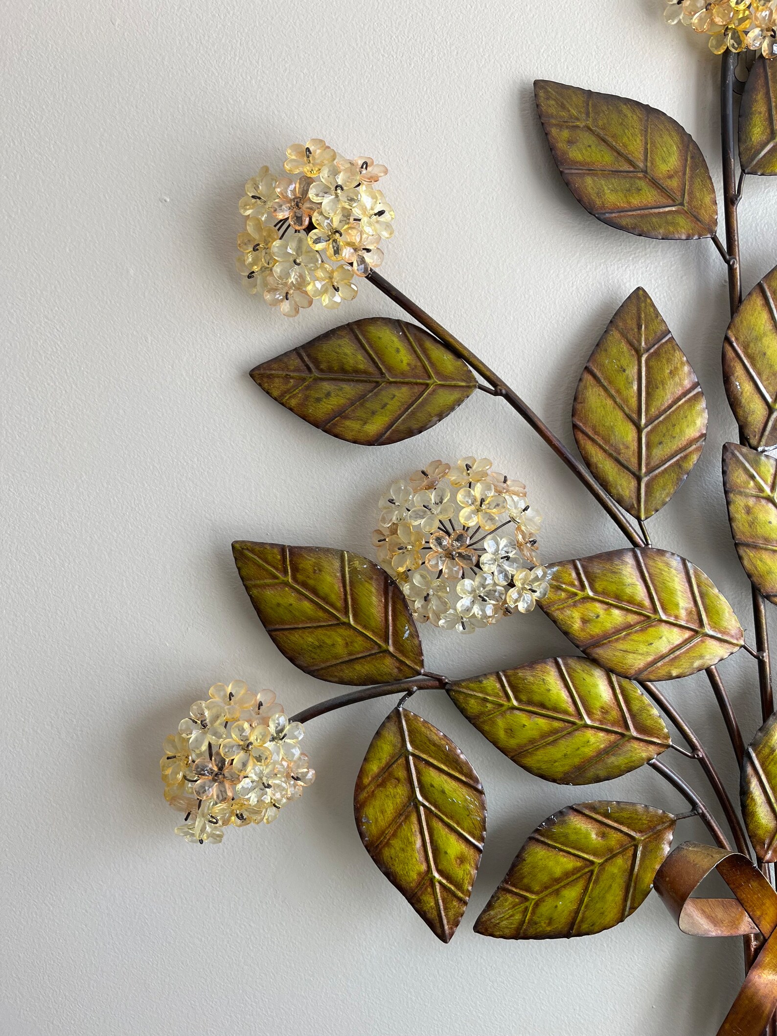 Vintage MCM Metal Wall Floral Hydrangea Art 3D Hanging Décor 27 Wide, Retro Design Etsy