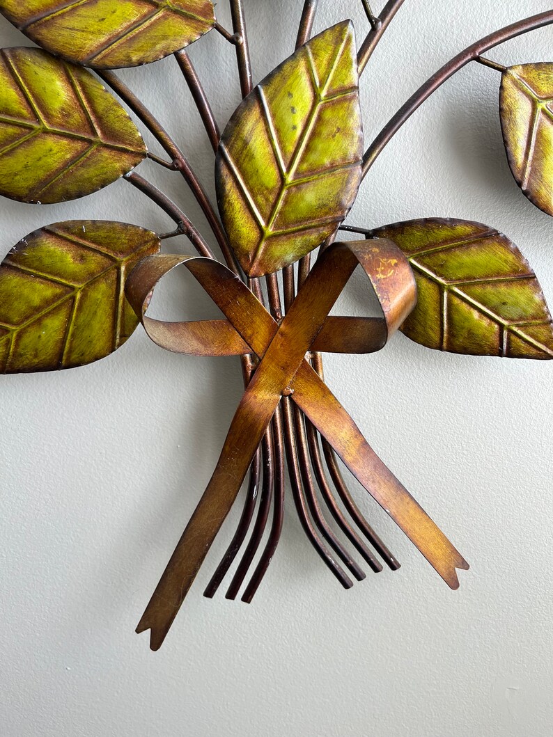 Vintage MCM Metal Wall Floral Hydrangea Art 3D Hanging Décor 27 Wide, Retro Design Etsy