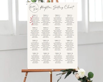 Printable Wedding Seating Chart Template - Editable Canva Design - DIY Table Assignment - Rustic, Modern, Elegant - Instant Download