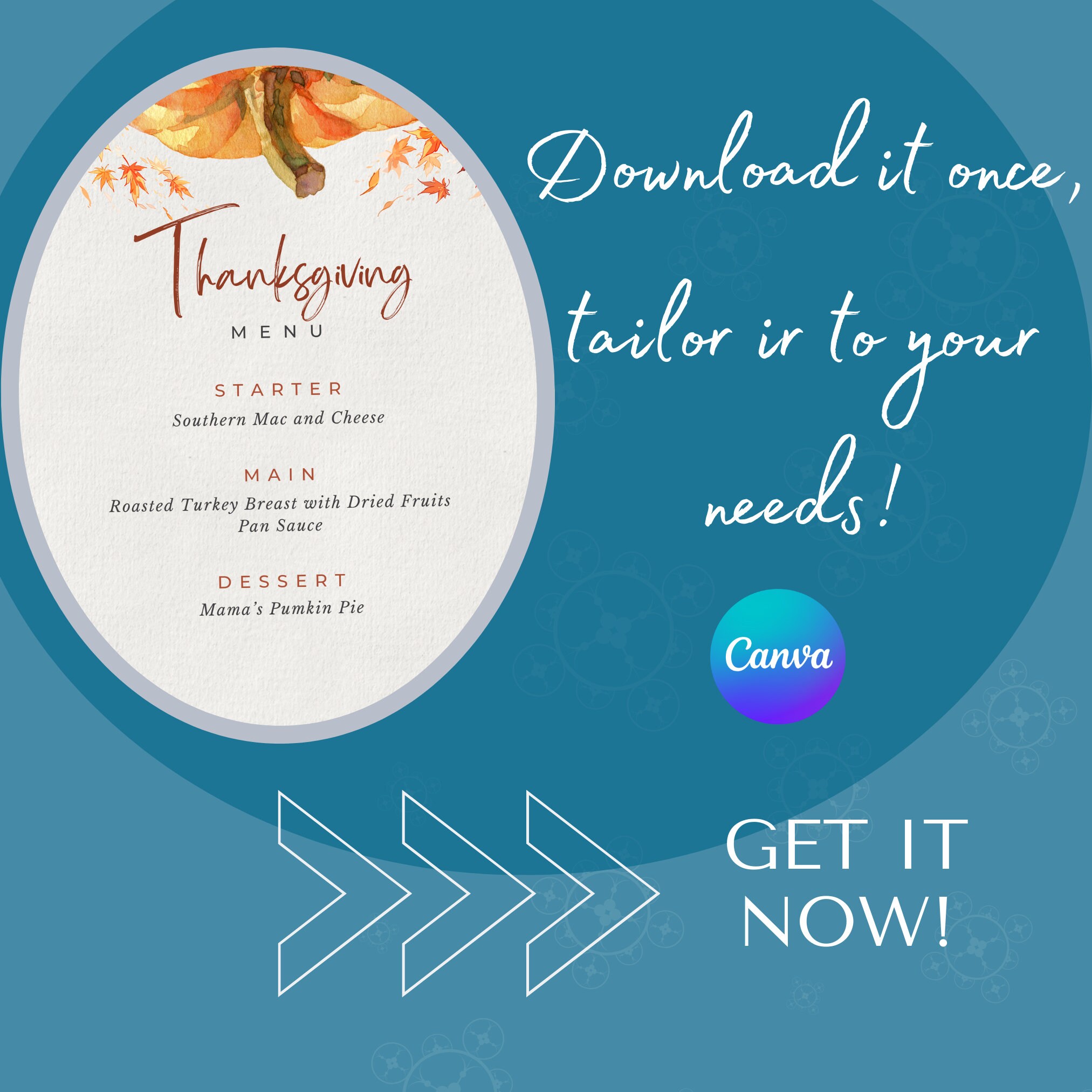 Editable Thanksgiving Menu Template - Digital Printable - Etsy