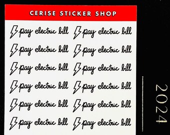 Pay Electric Bill Stickers For Planners | Calendar Stickers, Journal Stickers, Monthly Budget Tracker Stickers, Cute Bill Reminder Stickers